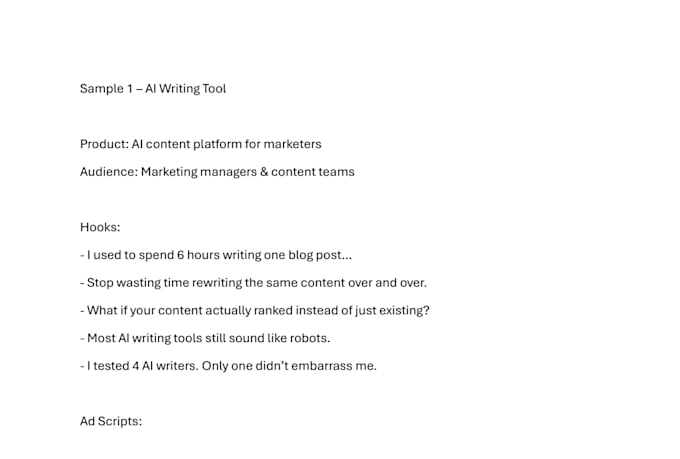 write meta and tiktok ad scripts and hooks for saas and ai tools